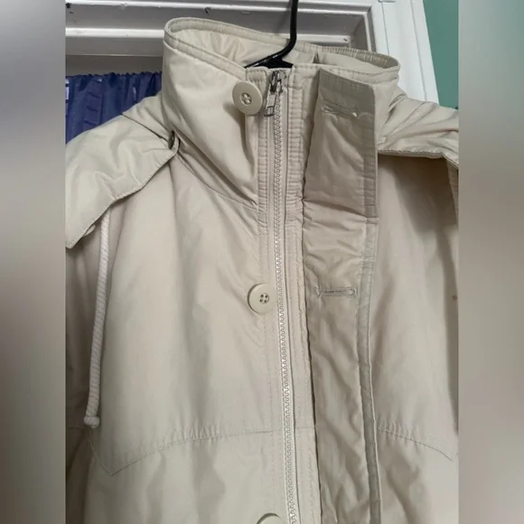 London Fog Men's Ivory Hooded Lined Warm Jacket 40 Reg (S-M) Windbreaker Pockets